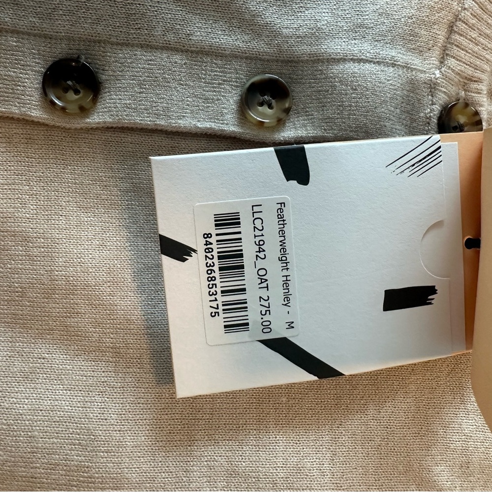 LA LIGNE featherweight henley 100% cashmere sweater, NWT